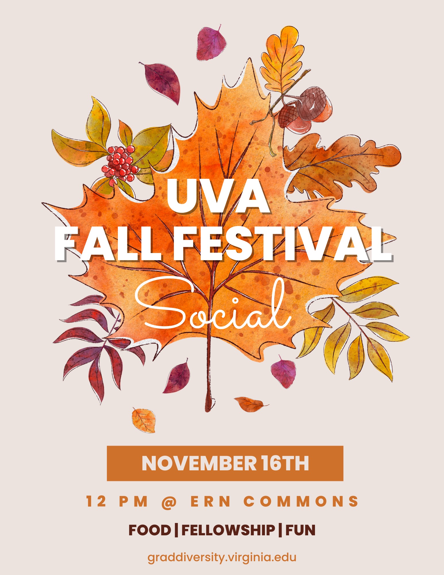 UVA Fall Festival with different colored leaves in background